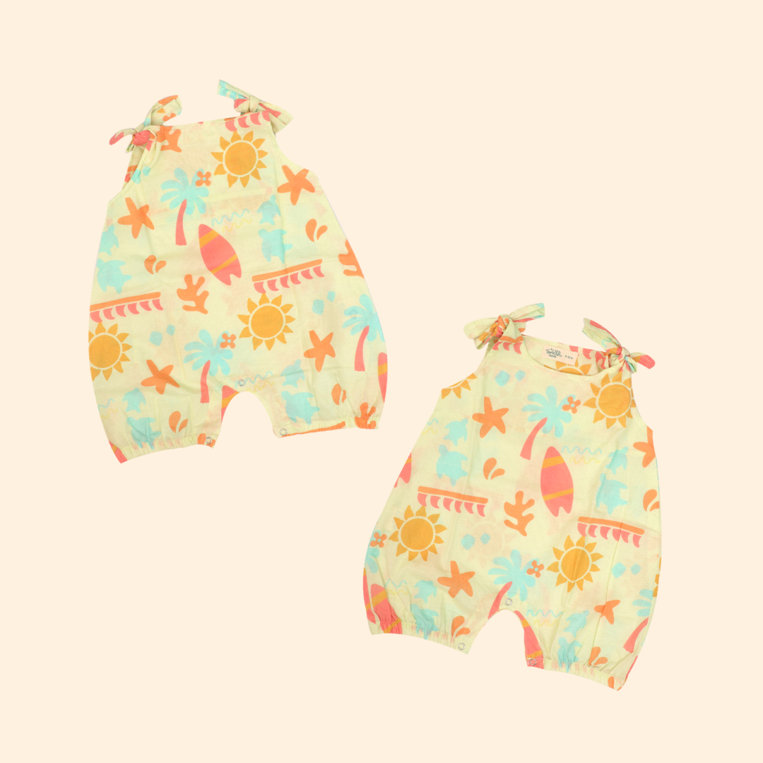 Lilsplash - Mulmul Cotton Knot Type Romper Pack of 2