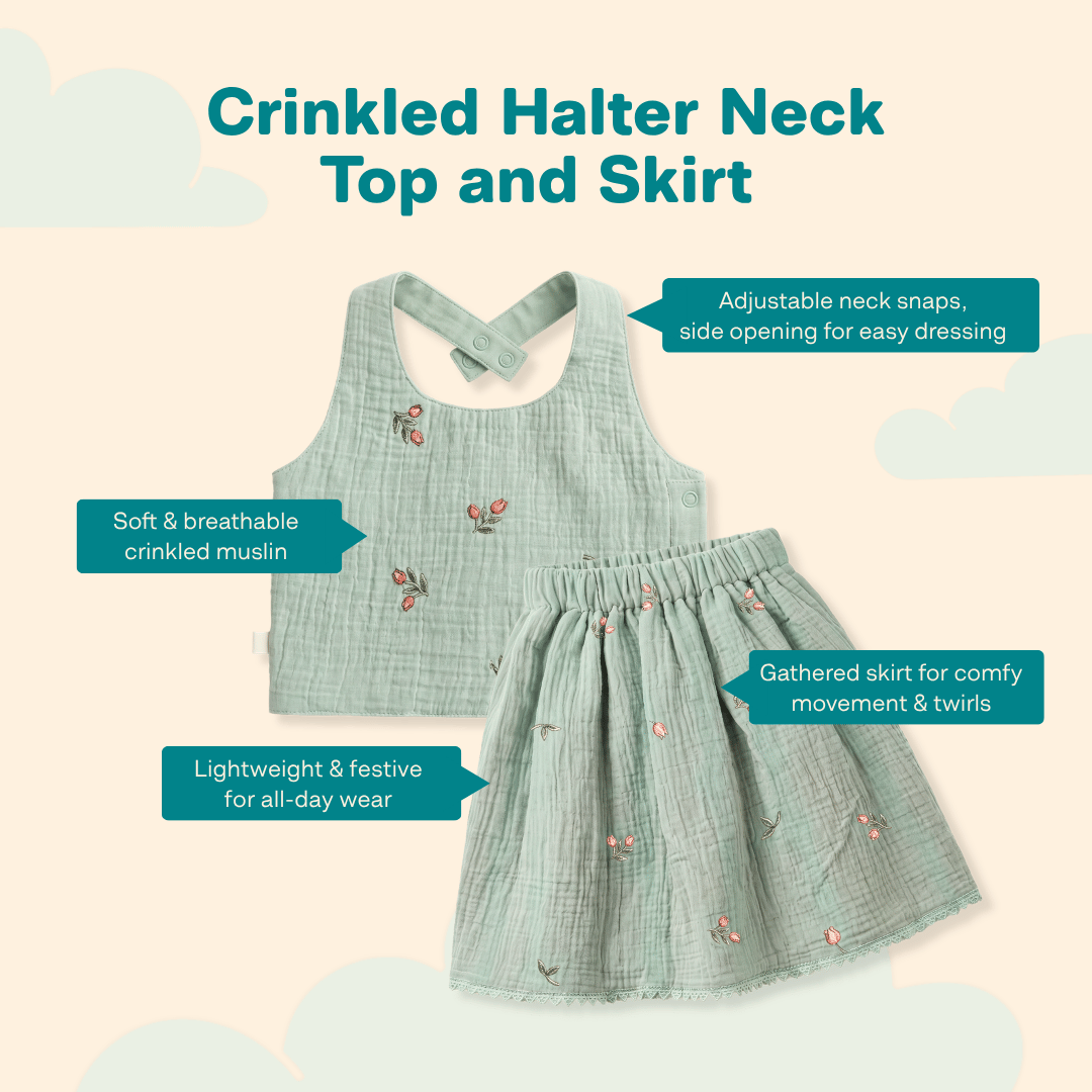Malar - Crinkled Halter Neck Top and Skirt