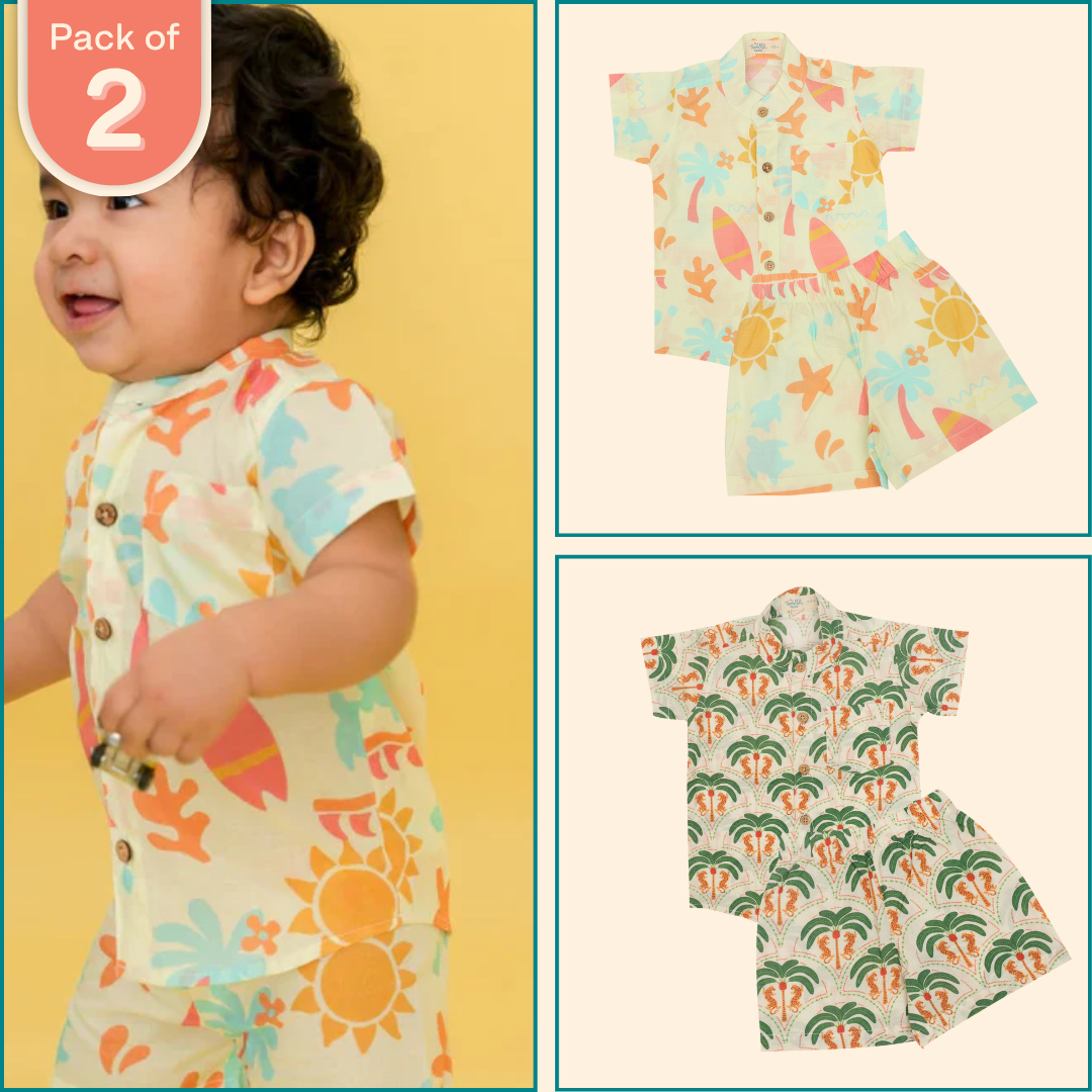 SunWave - Mulmul Cotton Co ord Set Pack of 2