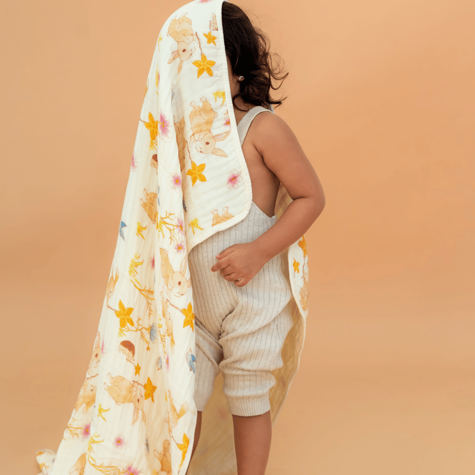 Happy Garden - Crinkled Muslin Bamboo Blanket