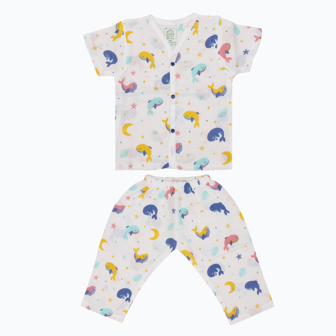 Whale Star - Muslin Sleep Suit for babies and kids (Unisex)