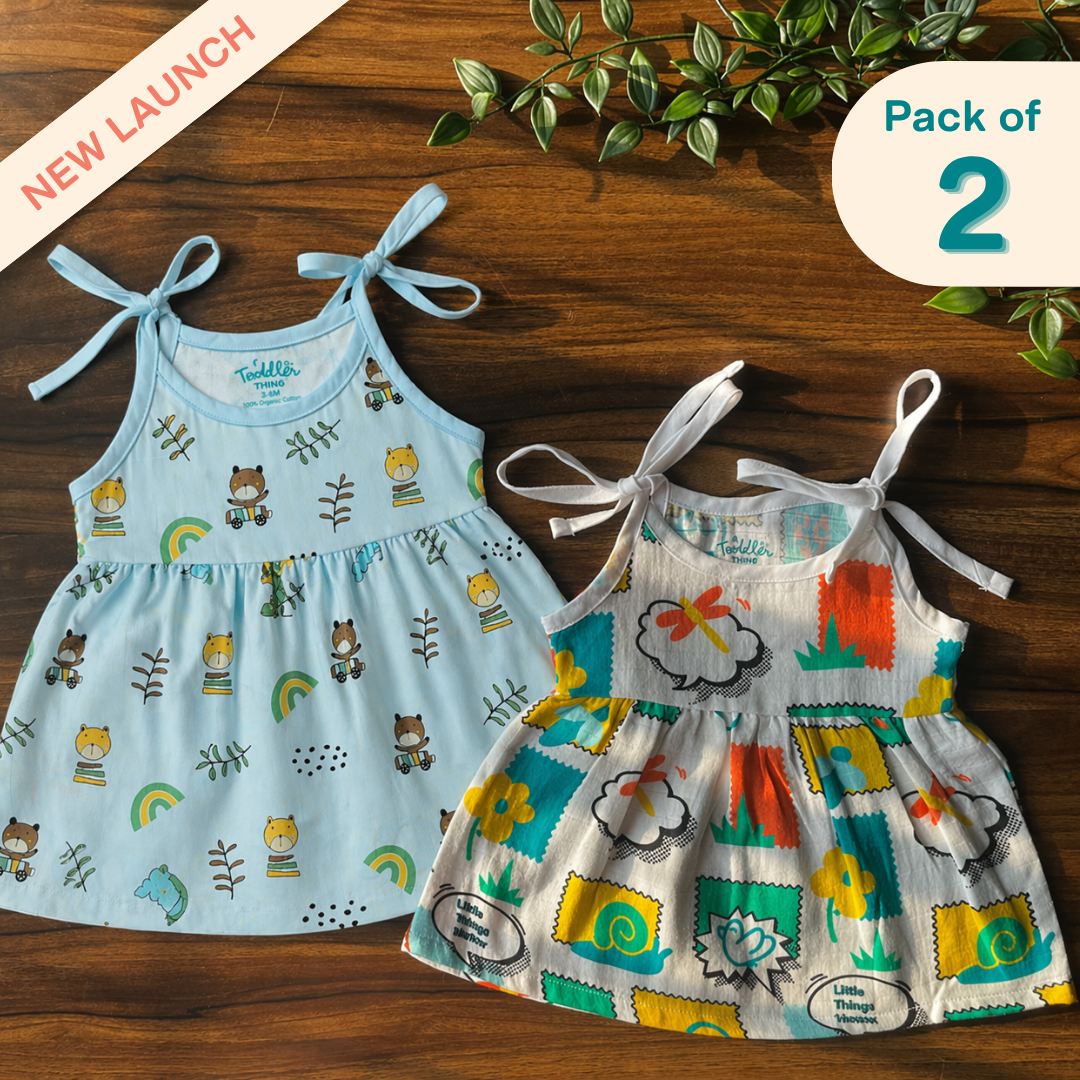Rainbow Days - Muslin Knot Frock - Pack of 2