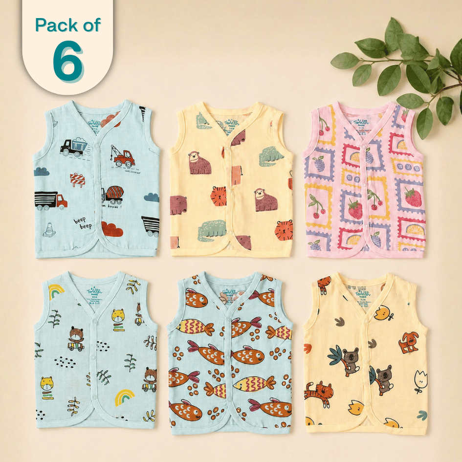 Muslin Dyed Button Jabla - Pack of 6
