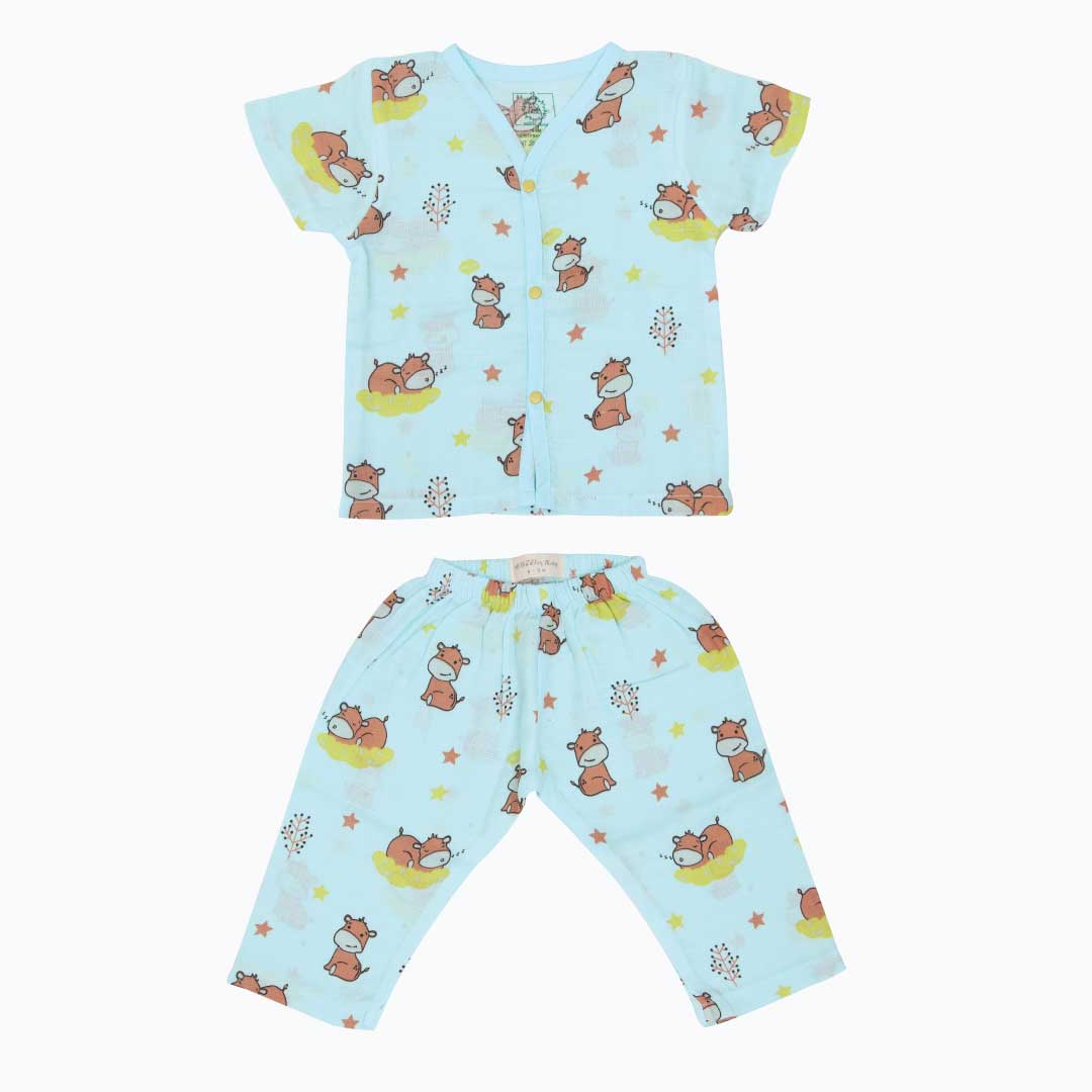 Sleepy Hippo - Muslin Sleep Suit for babies and kids (Unisex)