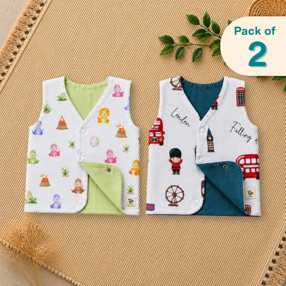 Barneys Bridge - Reversible Muslin Jabla (Pack of 2)