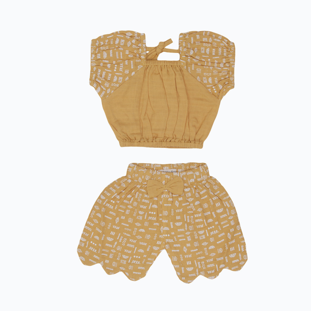 Puffed Co-ord sets for kids - Mustard