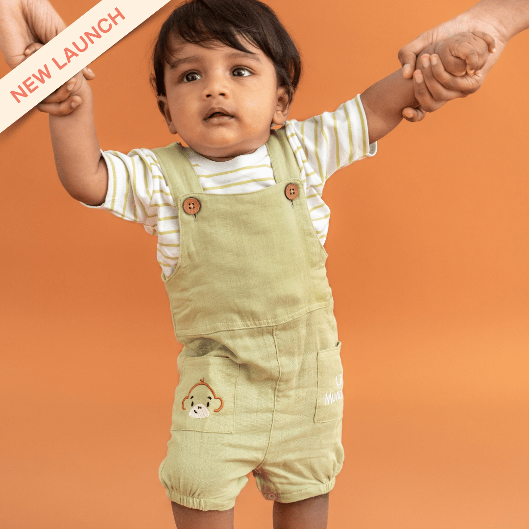 Lil Koala - Crinkled Muslin Dungarees