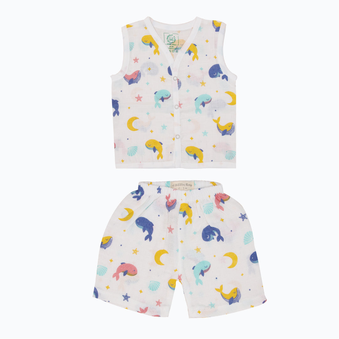 Whale Star - Muslin Jabla and Shorts for Babies and Toddlers