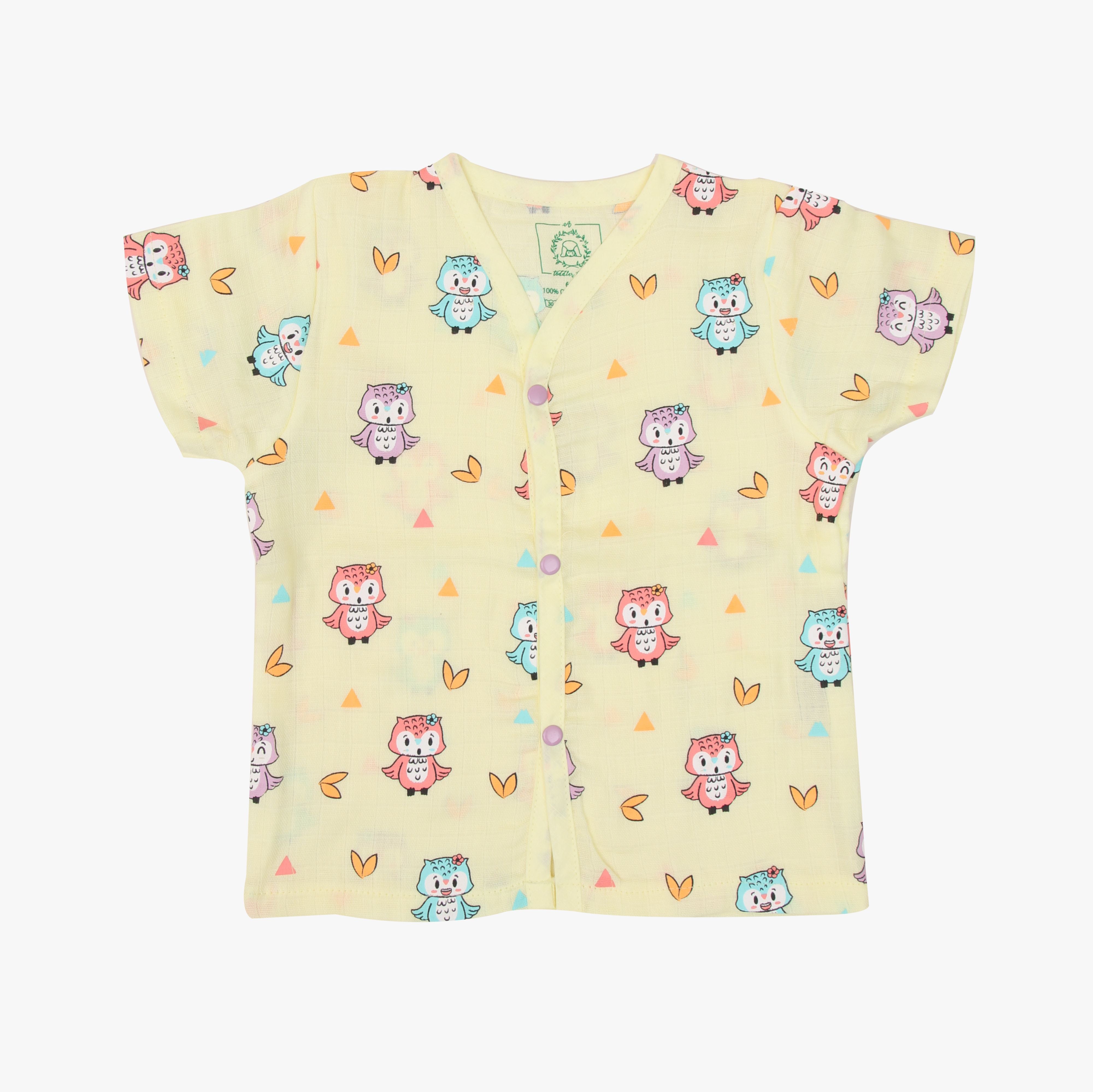 Newborn Happy Owl Muslin Sleep Suit for babies and kids