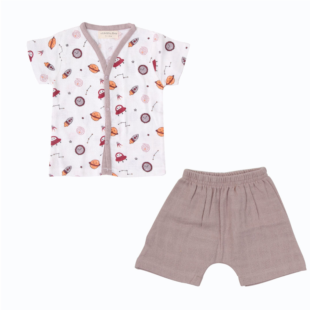 Space Ranger Half Sleeve Button Top and Shorts