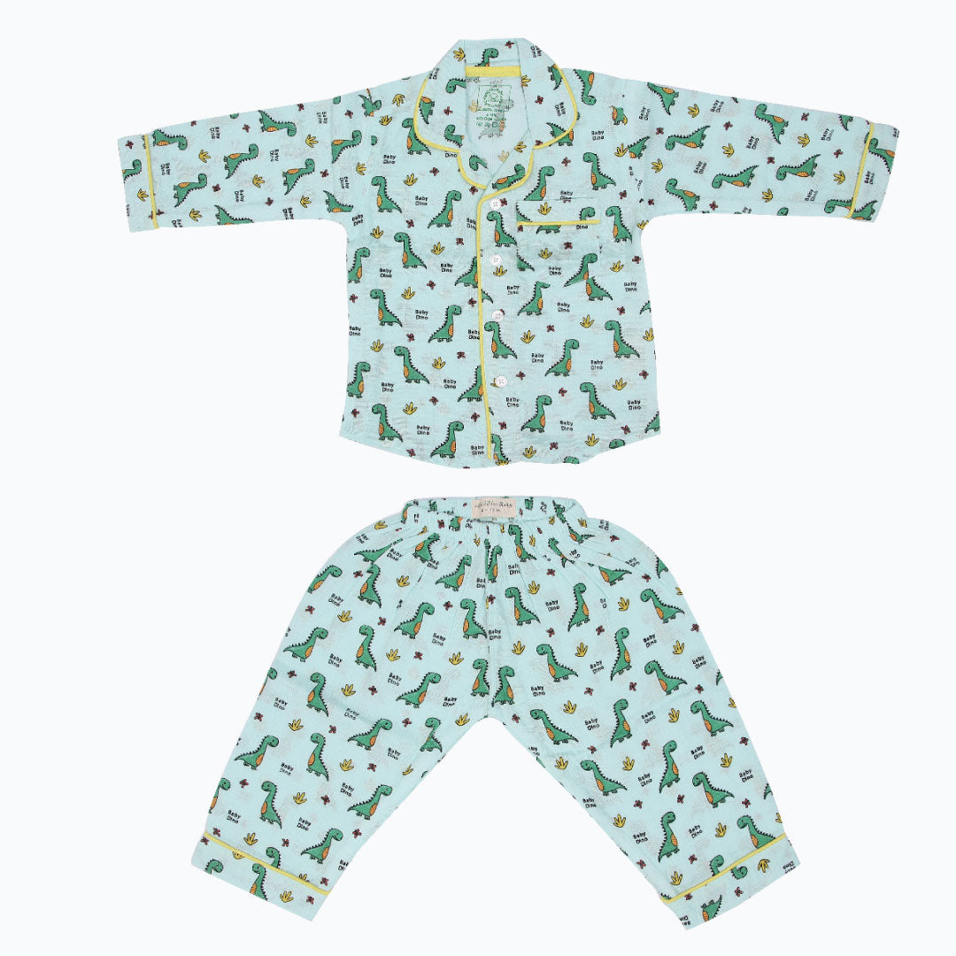 Baby Dino - Muslin Full Sleeve Sleep Suit (Unisex)
