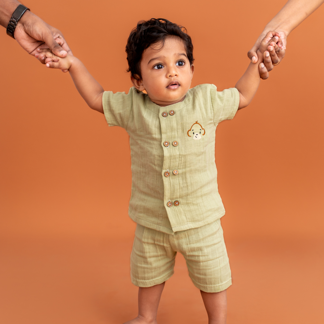 Monkie - Crinkled Muslin Co-ord Set