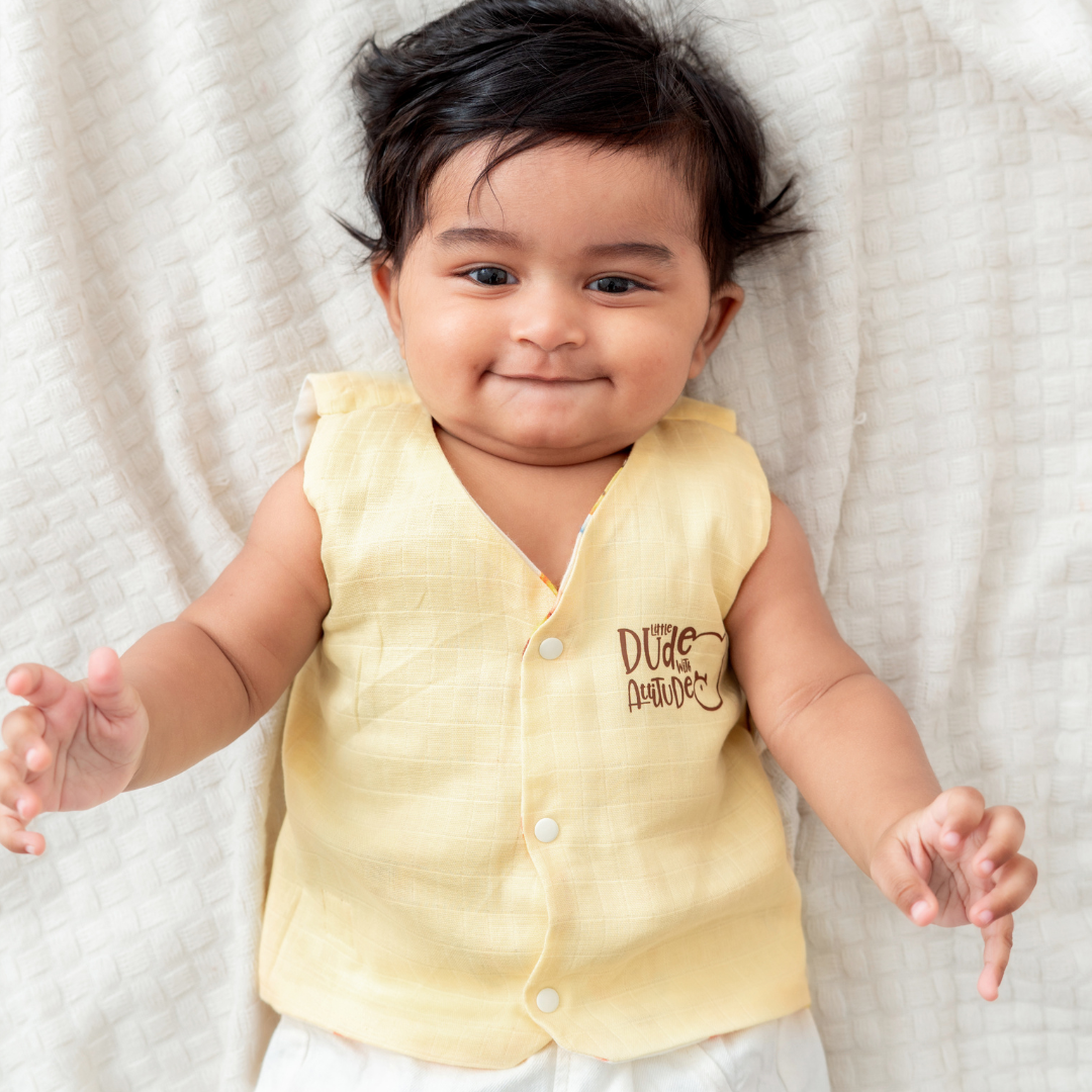 Bumble Bee - Reversible Muslin Jabla (1 piece)