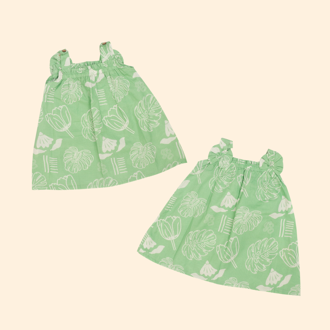 SunWave - Mulmul Cotton Sleeveless Bow Frock Pack of 2