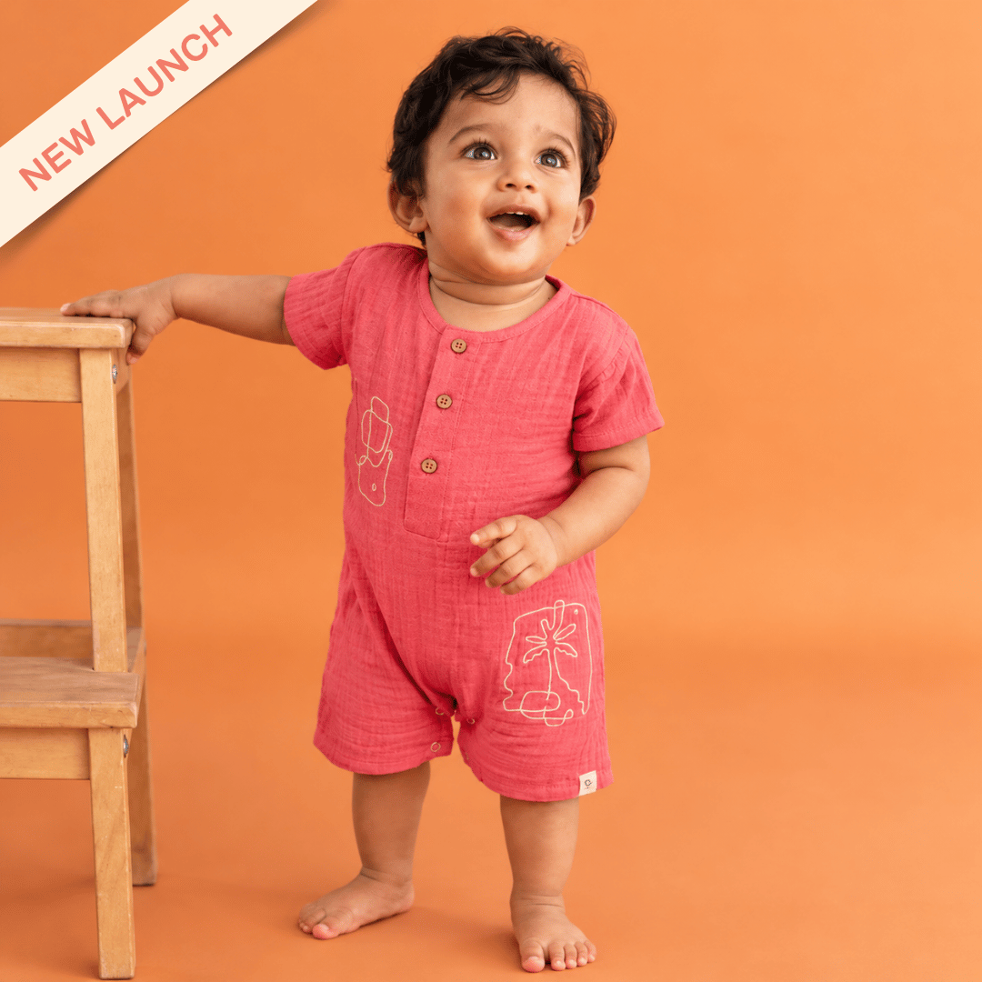 Terracotta Sun - Crinkled Muslin Half Sleeve Jumpsuit
