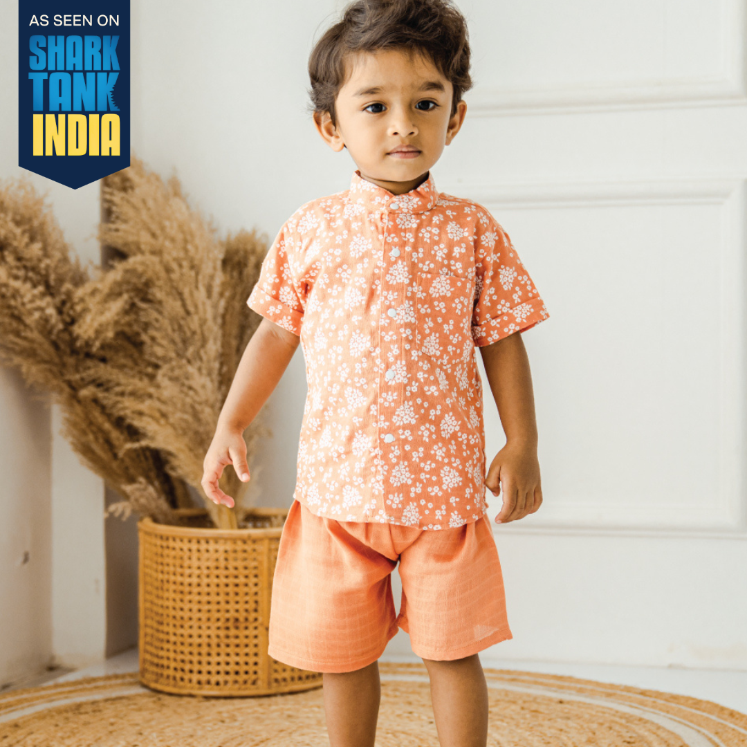 Collared Co-ord sets for kids - Coral