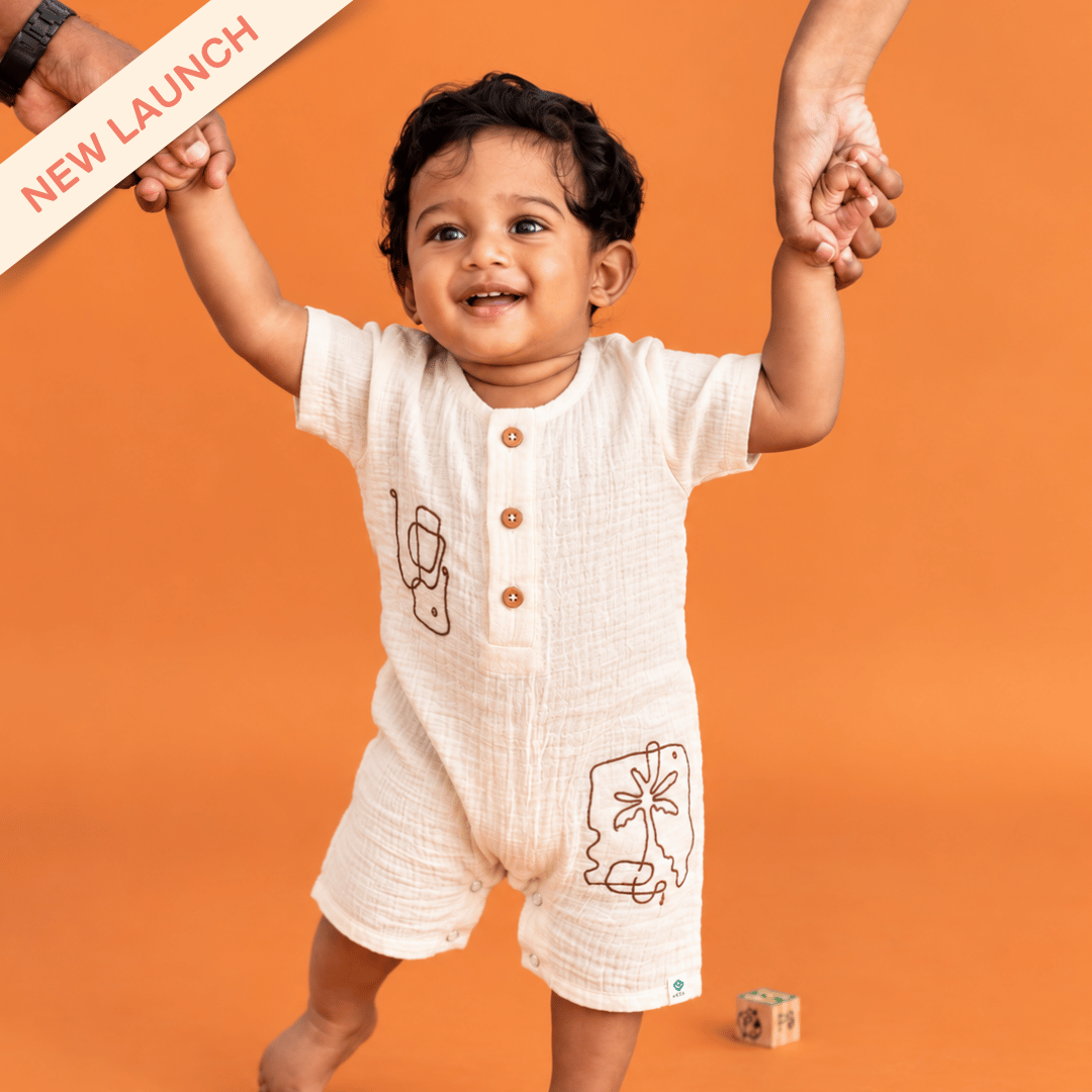 Vanilla Sand - Crinkled Muslin Half Sleeve Jumpsuit