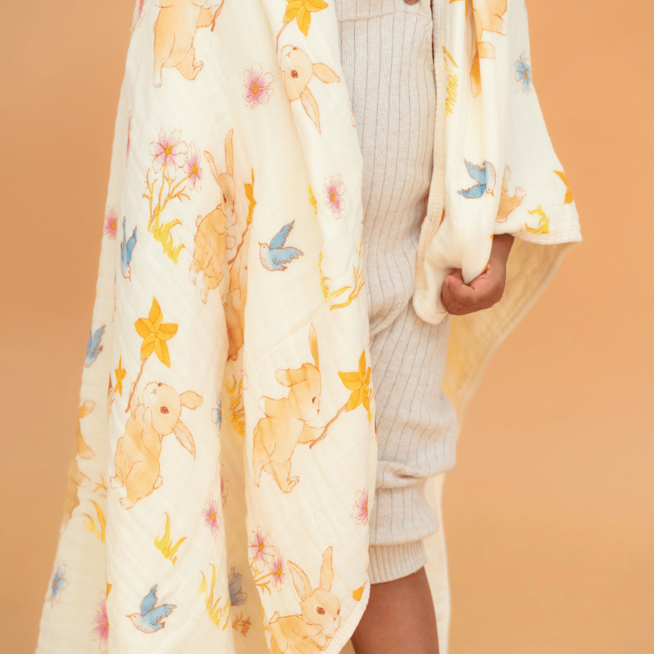 Happy Garden - Crinkled Muslin Bamboo Blanket