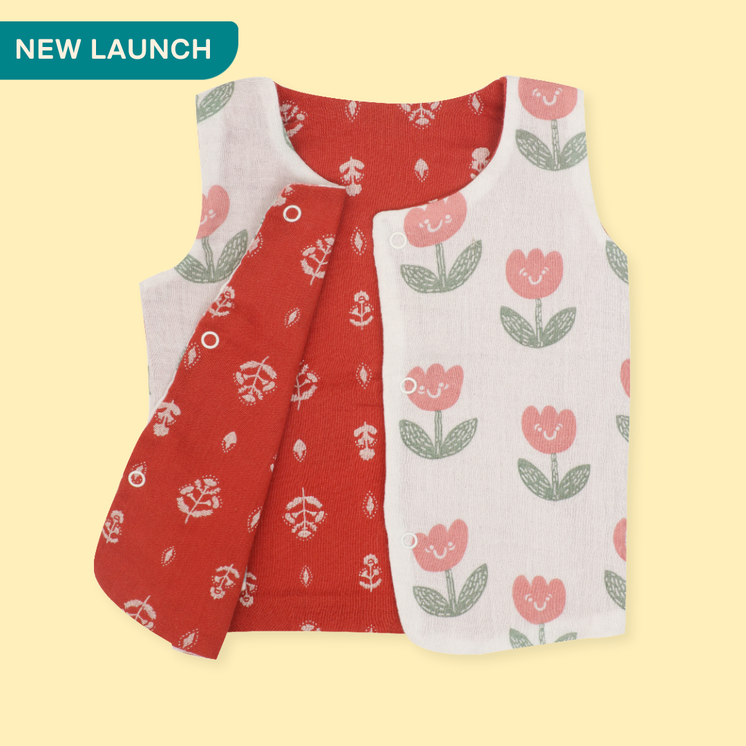 Tulip Petal  - Reversible Muslin Jabla (Pack of 1)