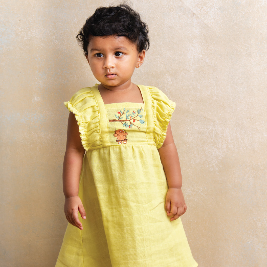 Swinging Bear - Muslin frock for girls