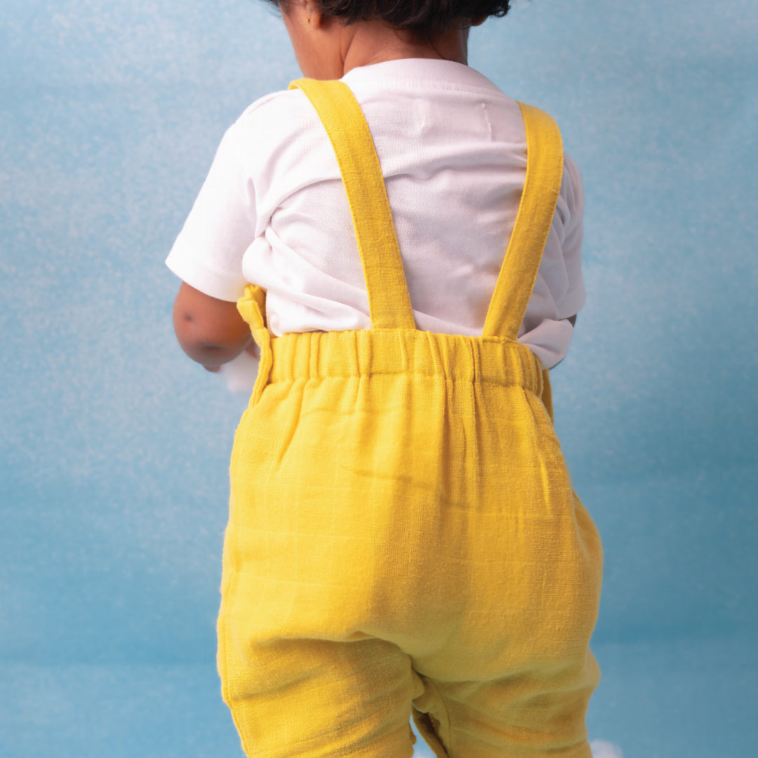 Muslin Frill Dungarees for Baby Girls
