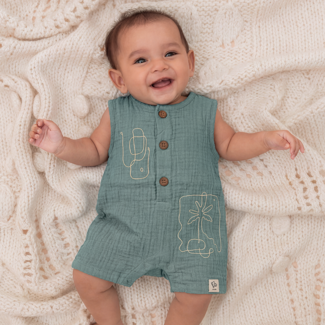 Coastal Blue - Crinkled Muslin Jumpsuit