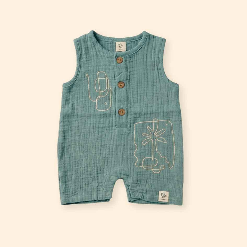 Coastal Blue - Crinkled Muslin Jumpsuit