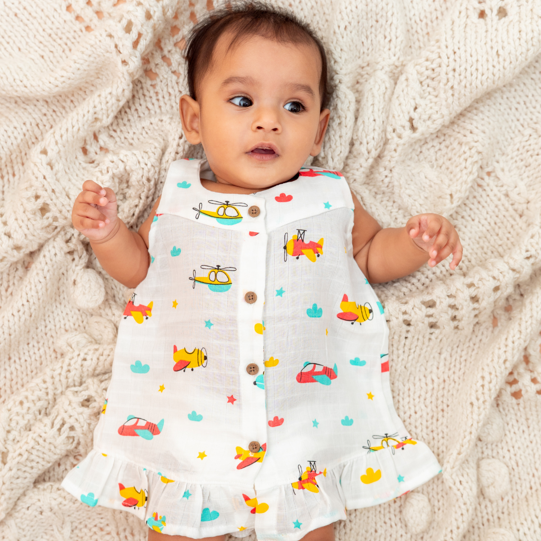 Hopstone - Muslin Sleeveless A-Line Frock (Pack of 2)