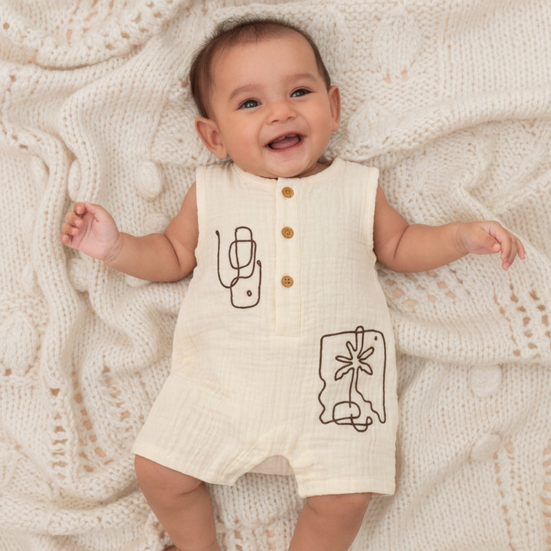 Coastal Blue - Crinkled Muslin Jumpsuit