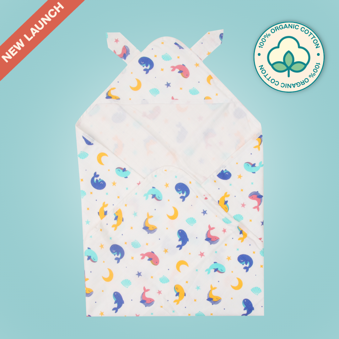 Whale Star - Muslin Hooded Towel
