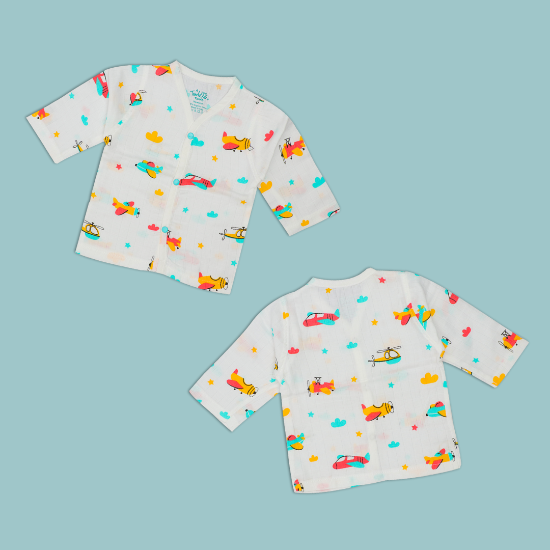 Muslin Full Sleeve Button Top Combo - Pack of 3