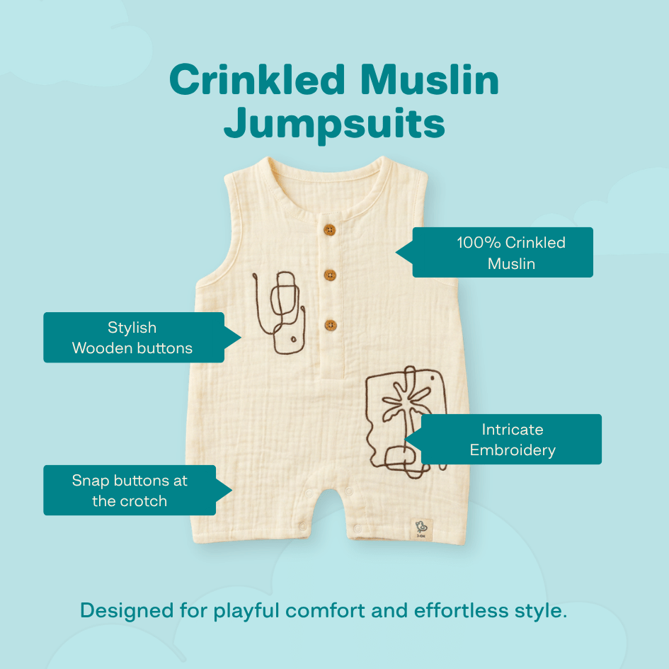 Coastal Blue - Crinkled Muslin Jumpsuit