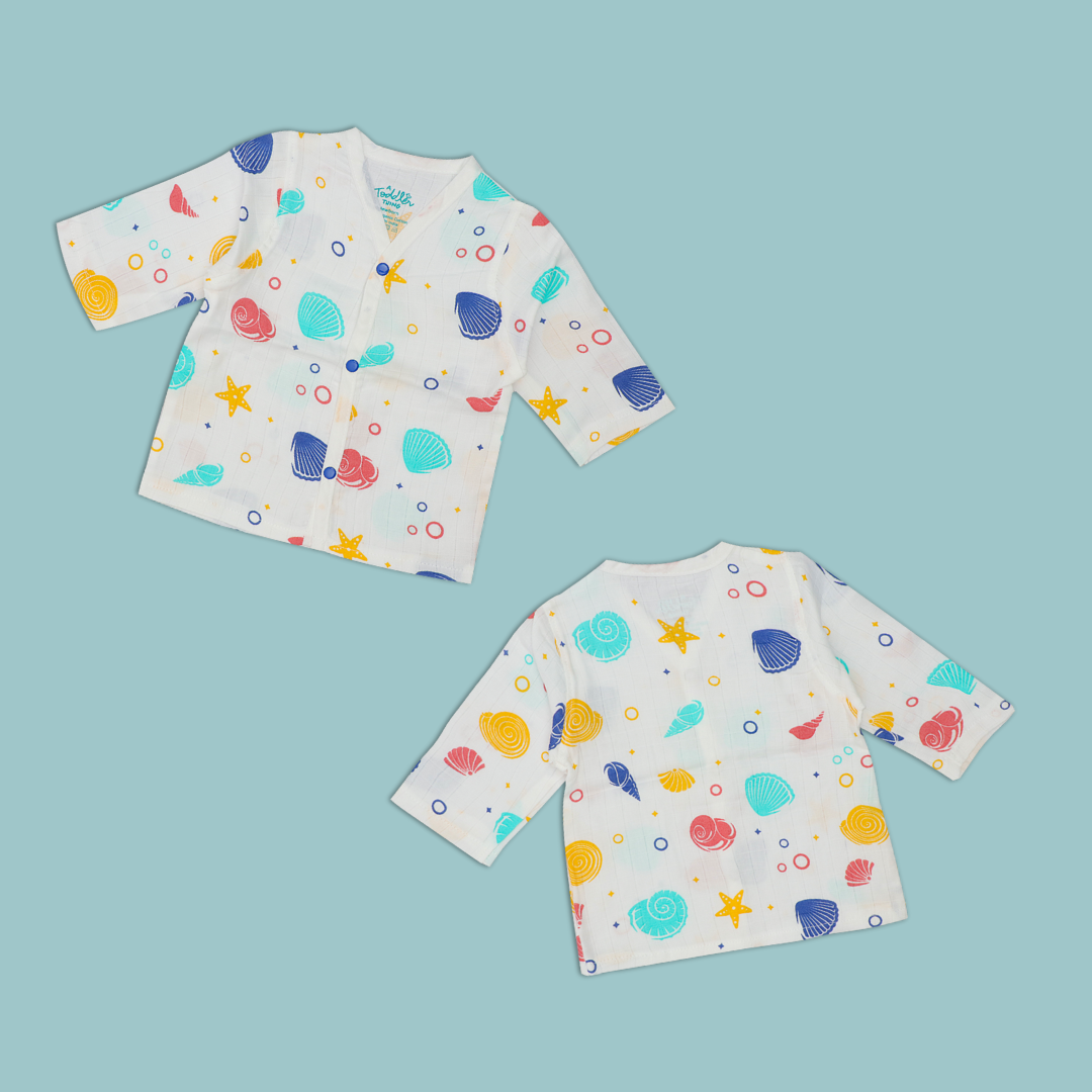 Muslin Full Sleeve Button Top Combo - Pack of 3