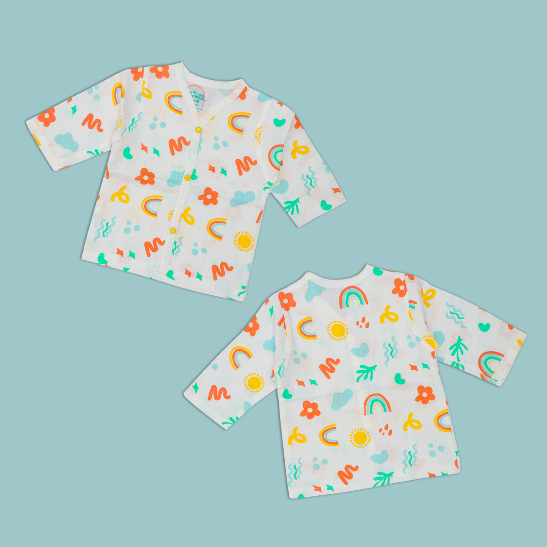 Muslin Full Sleeve Button Top Combo - Pack of 3