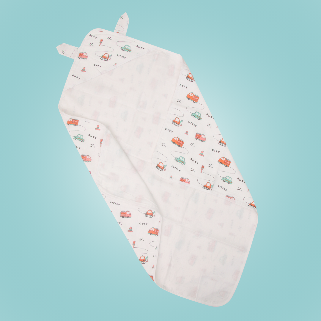 Traffic Town - Muslin Hooded Towel