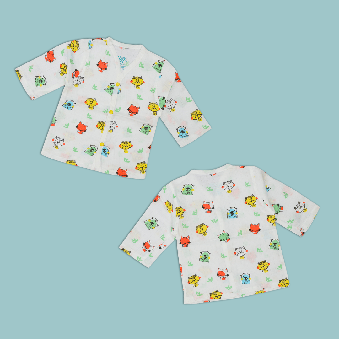 Muslin Full Sleeve Button Top Combo - Pack of 3