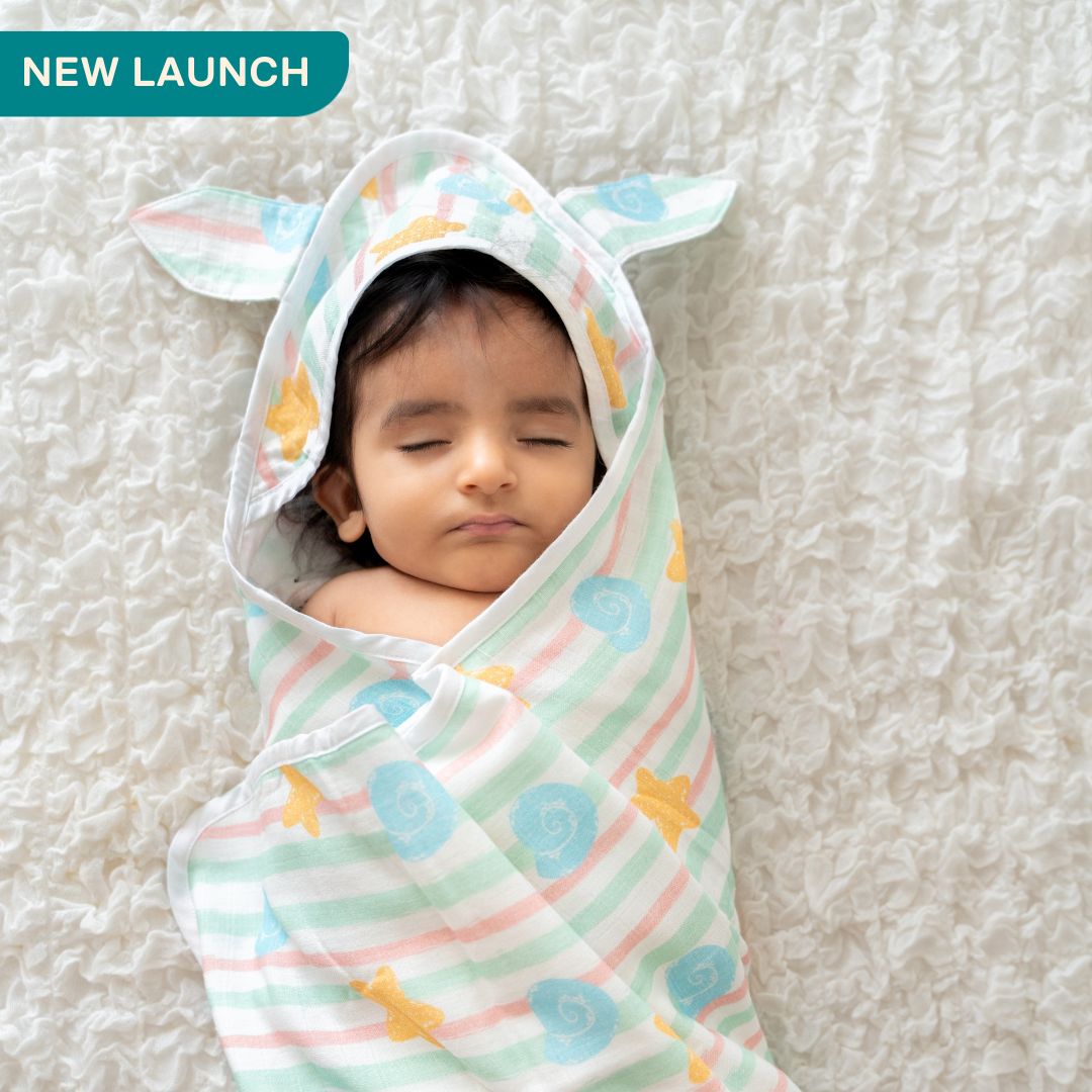Seaside Stripes - Muslin Hooded Towels for Babies and Kids