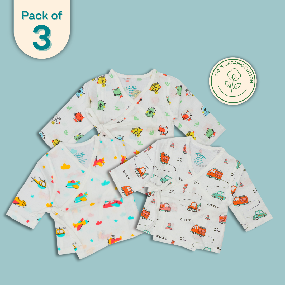 Muslin Full Sleeve Knot Top Combo - Pack of 3