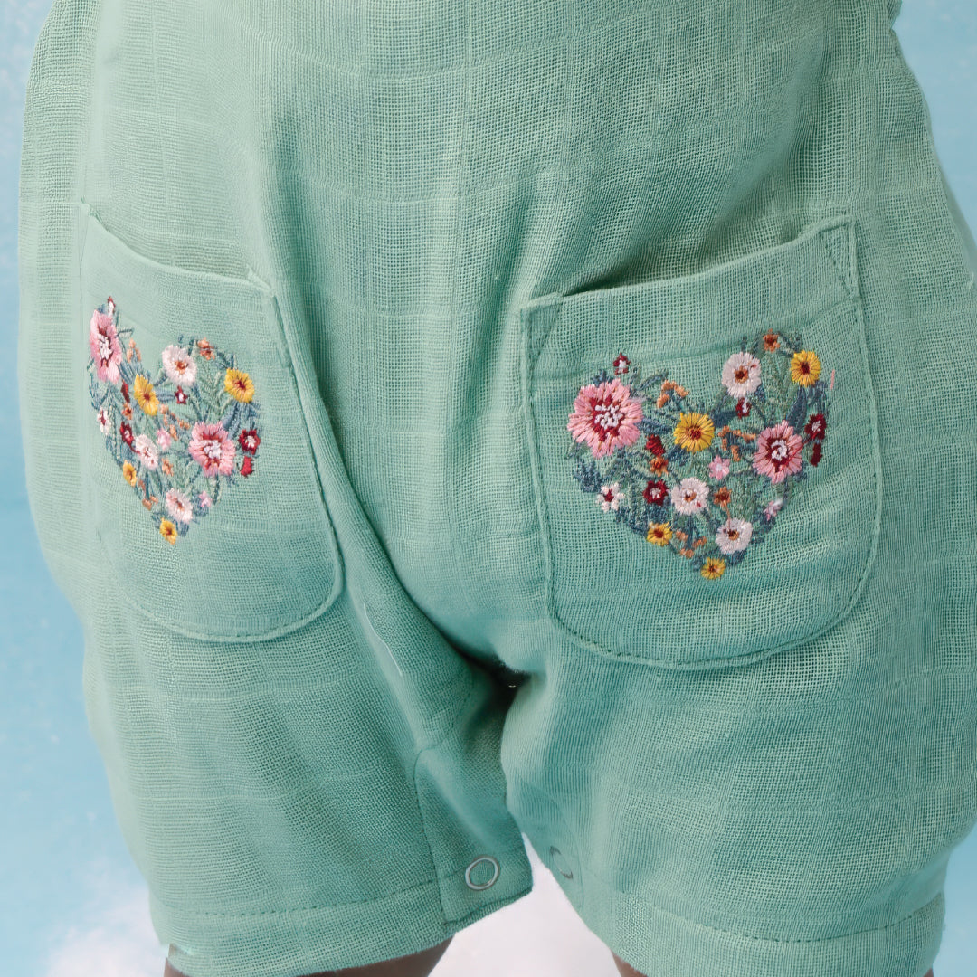 Muslin Frill Dungarees for Baby Girls