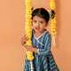 Ven Neelam - Full Sleeve Flared Kurta With Pant Set