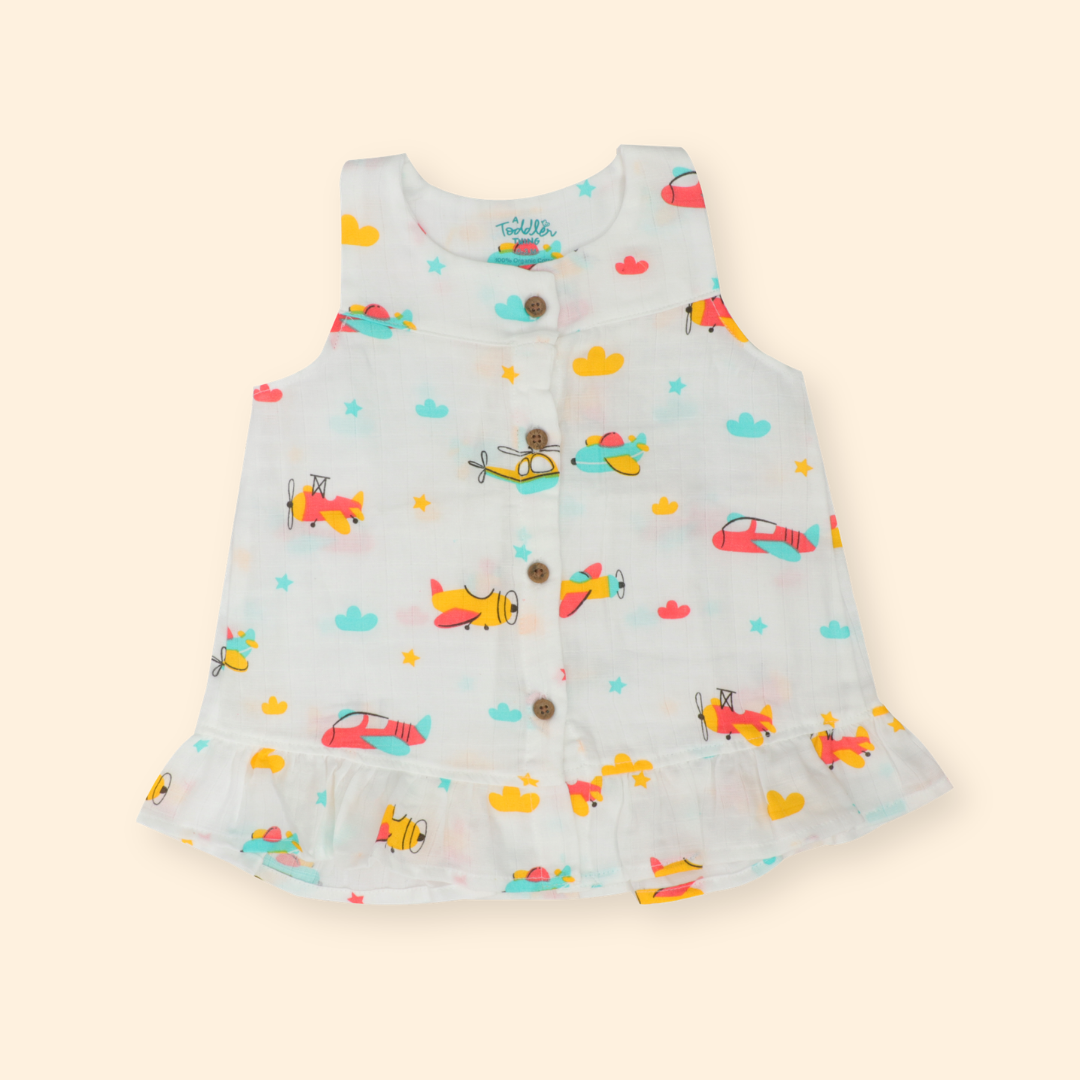 Hopstone - Muslin Sleeveless A-Line Frock (Pack of 2)