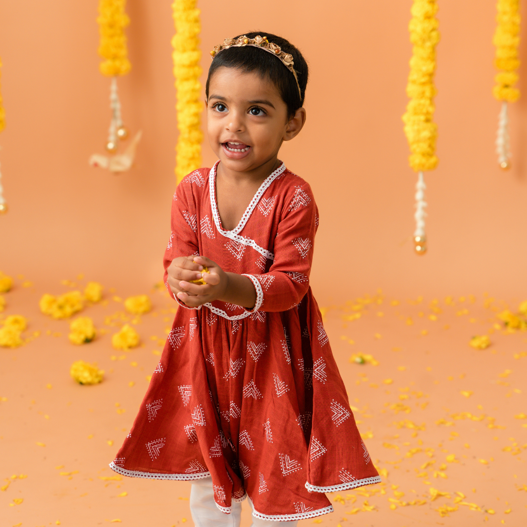 Tharai - Full Sleeve Flared Kurta With Pant Set
