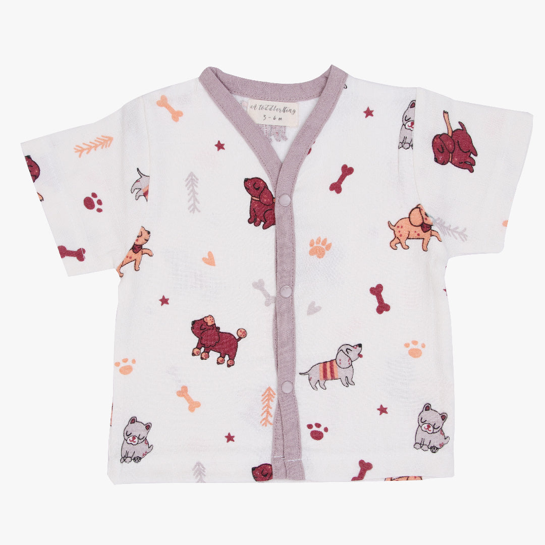 Dog Walk Half Sleeve Button Top and Shorts