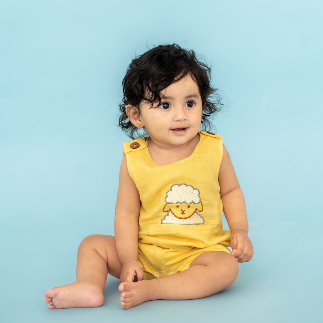 Greenie Lamb - Muslin Crinkled Romper