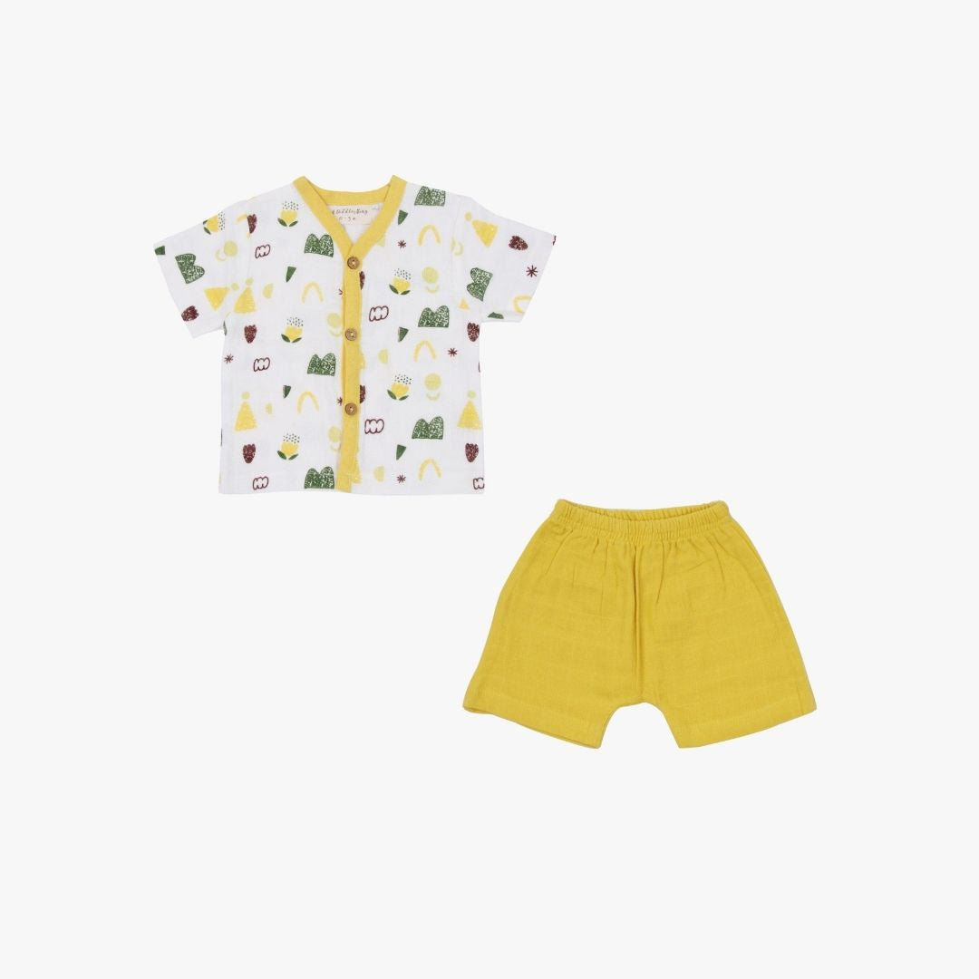 Garden Date Half Sleeve Button Top and Shorts
