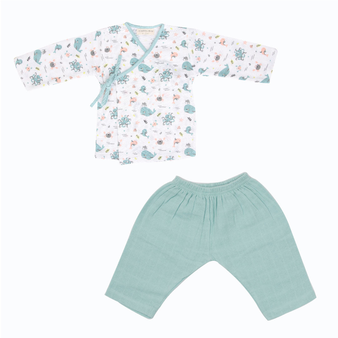 Sea World - Baby Full Sleeve Knot Type Top and Full Pant