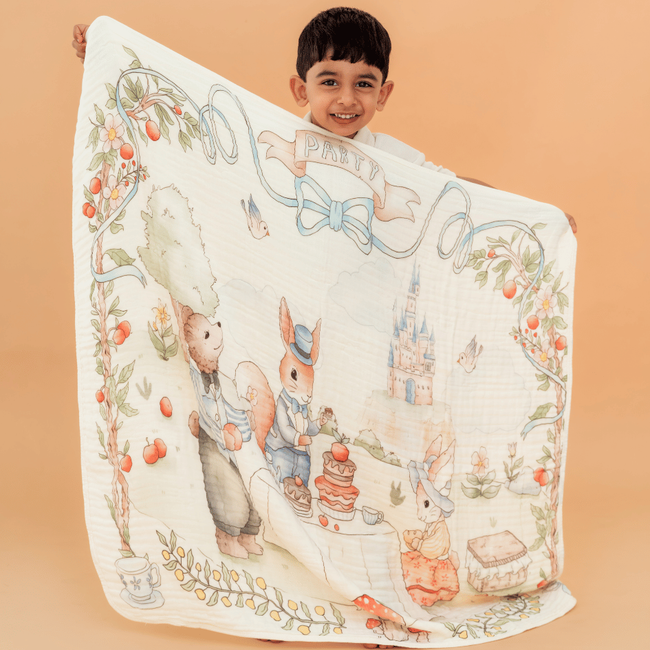 Happy Garden - Crinkled Muslin Bamboo Blanket