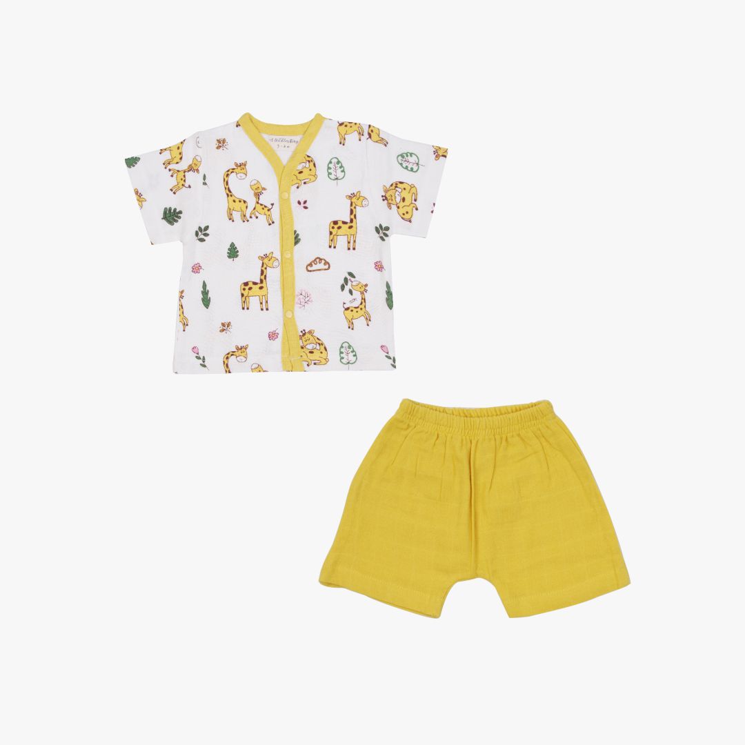 Happy Giraffe Half Sleeve Button Top and Pant
