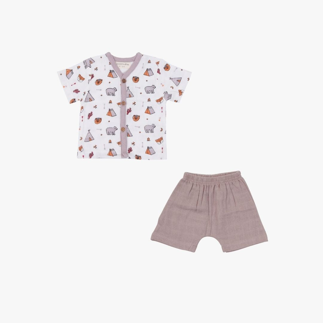 Toddler Tribe Half Sleeve Button Top and Shorts