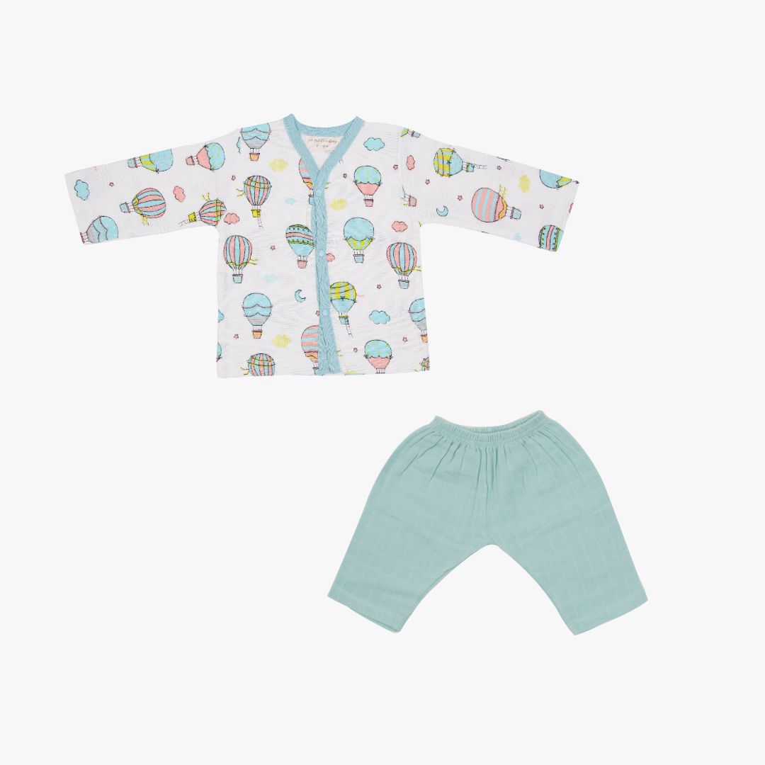 Flying Blue Full Sleeve Button Top and Pant